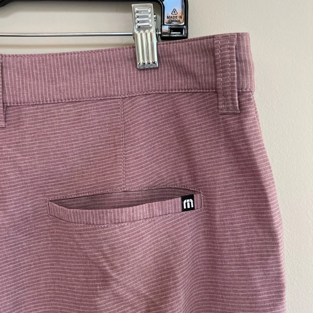 Travis Mathew Save the Day Striped Performance Golf Shorts, Grapeade Mauve, 34